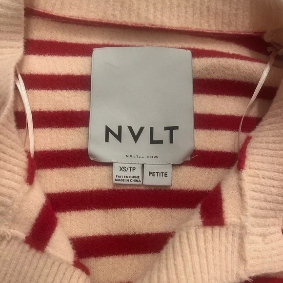 NVLT Red and Cream Striped Cardigan Sweater - Picture 2 of 3